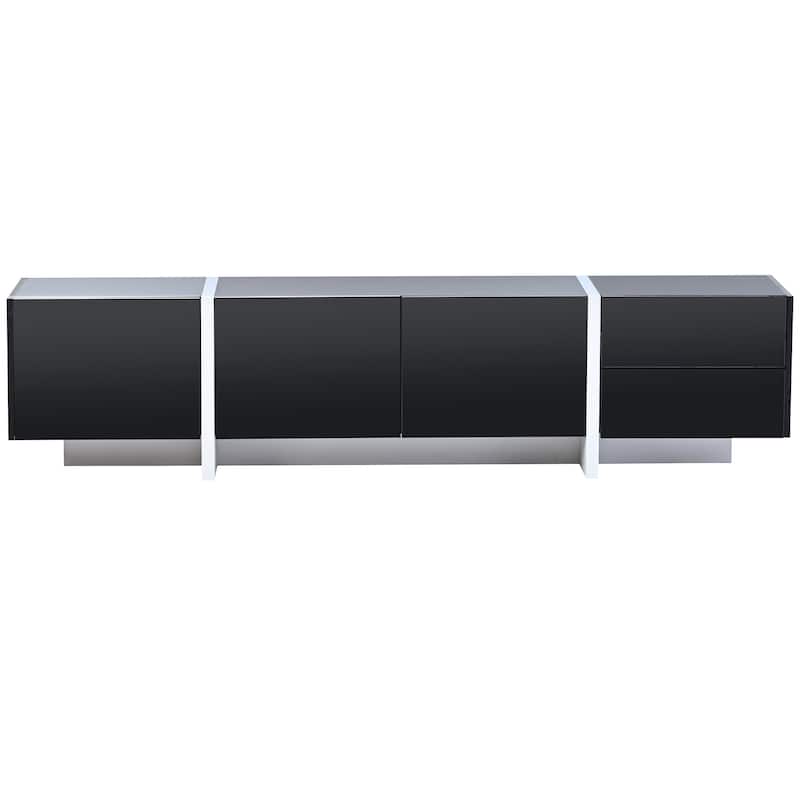 Siavonce White & Black Contemporary Rectangle Design TV Stand - 74.8''W x 13.7''D x 17.7''H