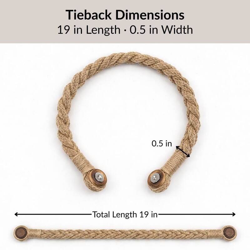 Braided Curtain Tiebacks with Magnetic Closure 19 x 0.5 in