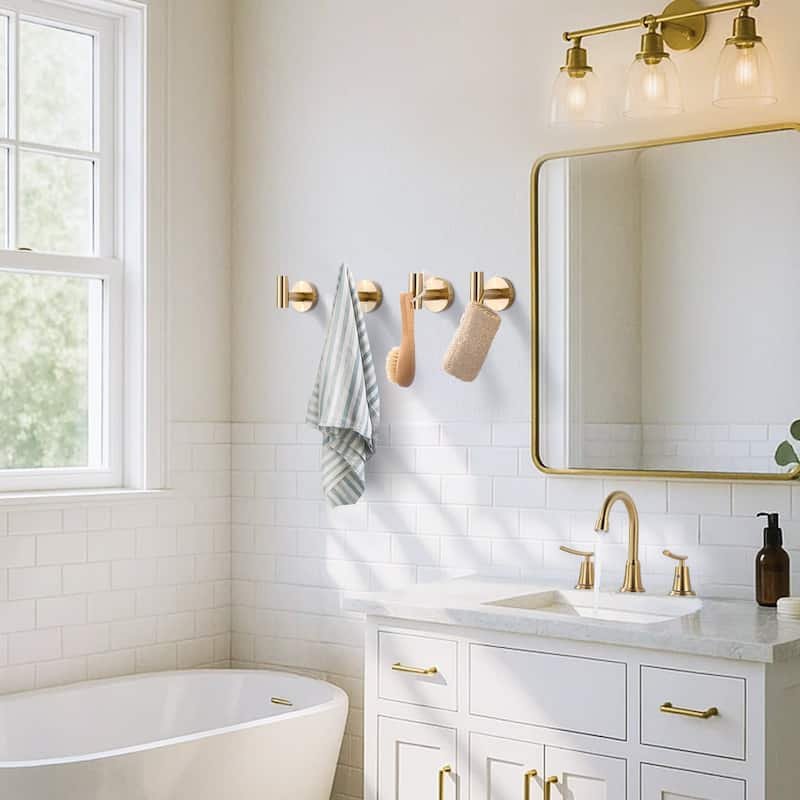 WOWOW Stainless Steel J-Hook Robe/Towel Hook 4 PCS