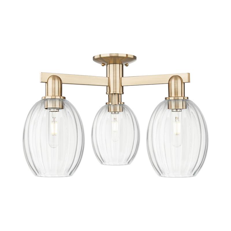 Innovations Lighting 716-3F-13-24 Preston Semi-Flush Preston 3 Light - Champagne Bronze / Clear
