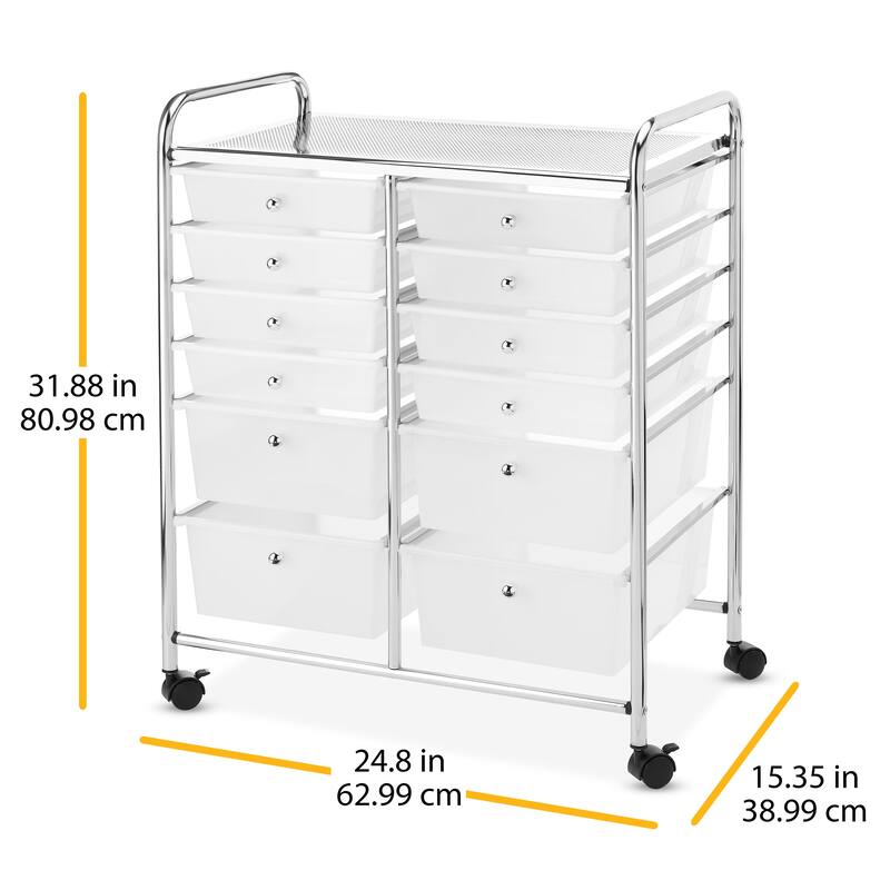 Whitmor 12-Drawer Storage Cart - Chrome and Plastic