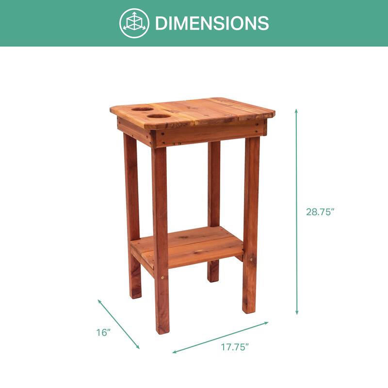 American Furniture Classics Natural Red Cedar Balcony Height Side Table - 28.75 H x 16 W x 17.75 D