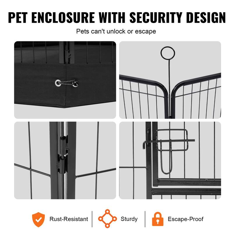 Foldable Dog Playpen 8 Panels Metal Pet Exercise Pen with Storage Bag