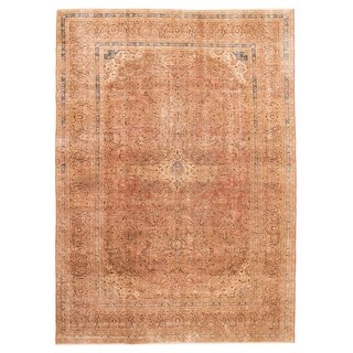 ECARPETGALLERY Hand-knotted Antalya Vintage Coral Wool Rug - 9'6 x 13'2
