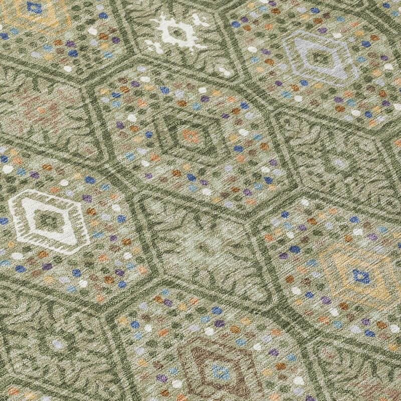 Machine Washable Indoor/ Outdoor Modern Hexi Chantille Rug