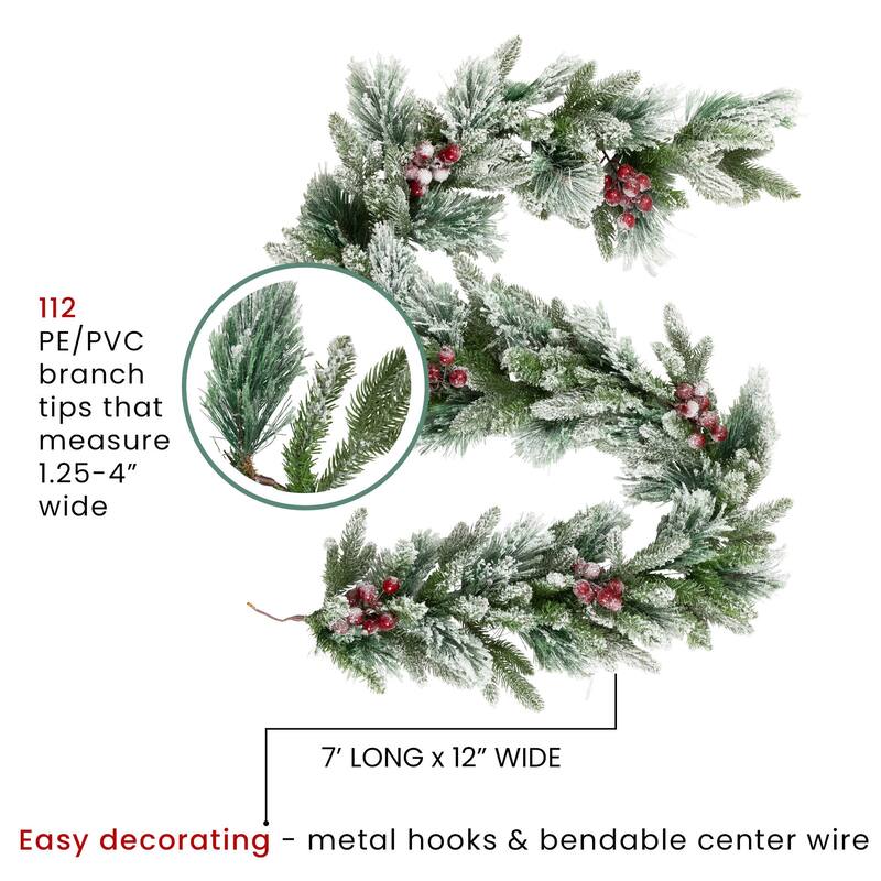 Flocked Calloway Fir Artificial Christmas Garland - 7' x 12" - Unlit