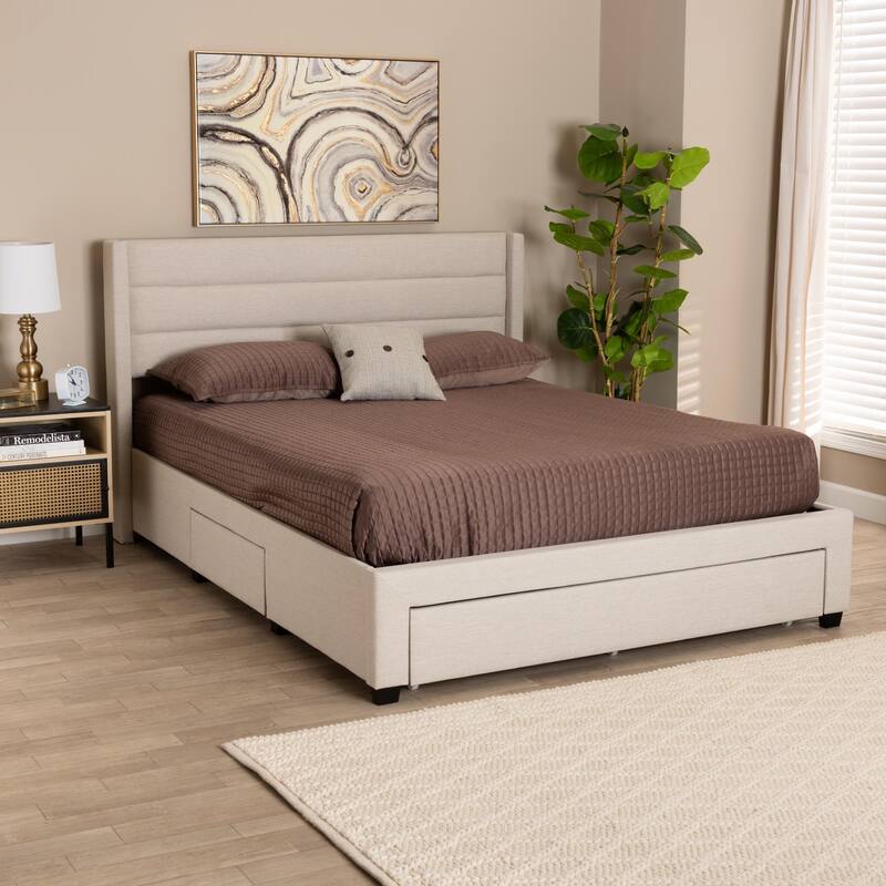 Braylon Mid-Century Modern 3-Drawer Wood Platform Bed