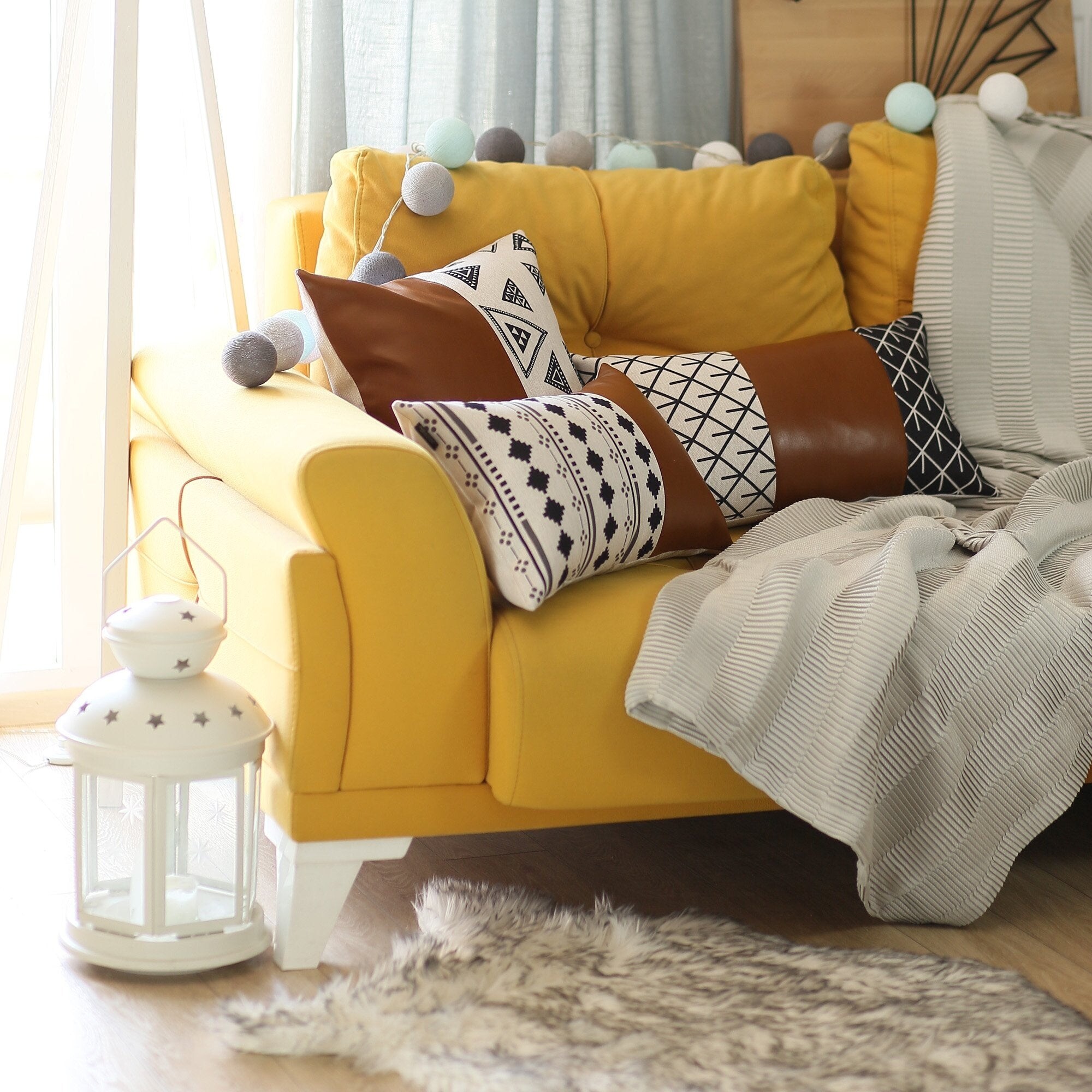 Decorative Vegan Faux Leather Throw Pillows Set of 4 On Sale
