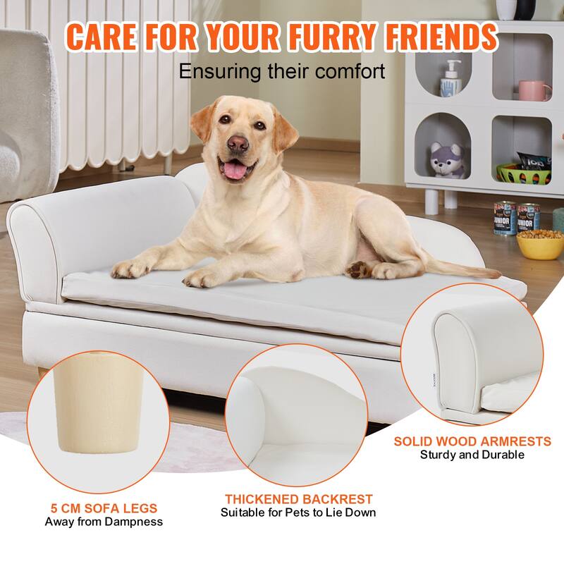 VEVOR Pet Sofa, Dog Couch for Dogs and Cats, Soft Velvety Dog Sofa Bed