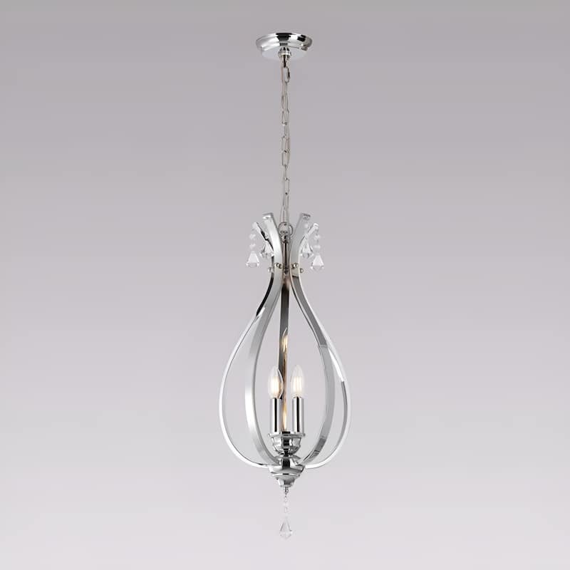 Mini 3-Light Geometric Teardrop Pendant with Crystals Tulipe Lantern Style