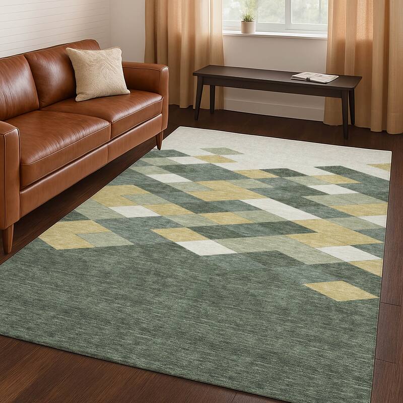 Machine Washable Indoor/ Outdoor Modern Avo Chantille Rug