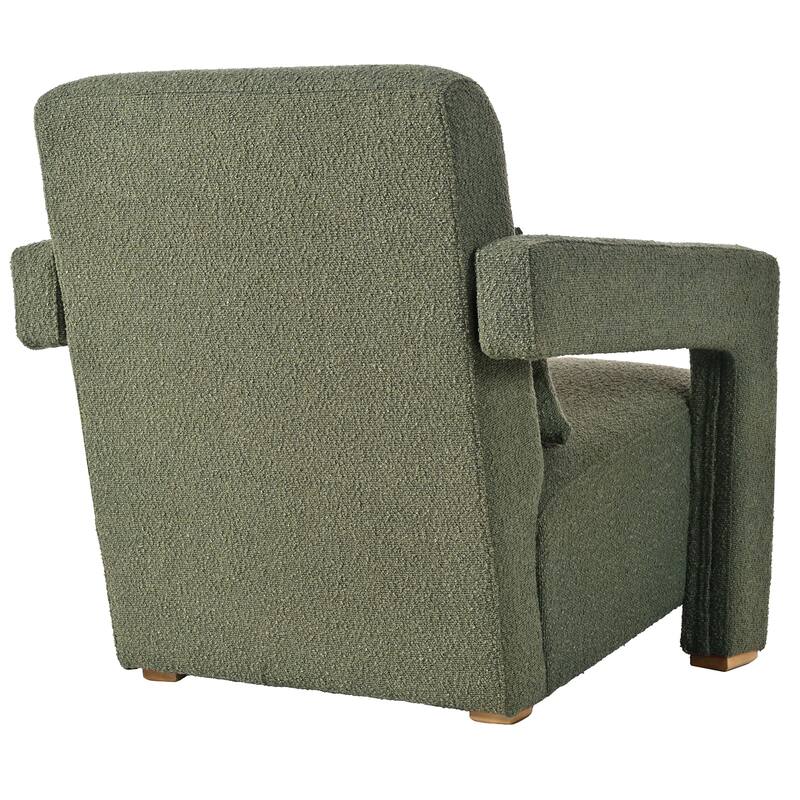 Modern Accent Chair with Square Arms, Living Room Upholstered Boucle Reading Chair Sofa Chair for Bedroom, Office