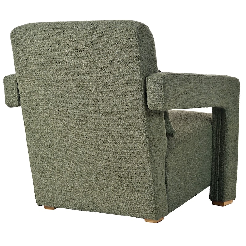 Sleek Right-Angle Armrests,Ergonomic Lumbar Support,Square Wooden Block Legs,Inclined Seat for Comfort,Artistic Statement Piece