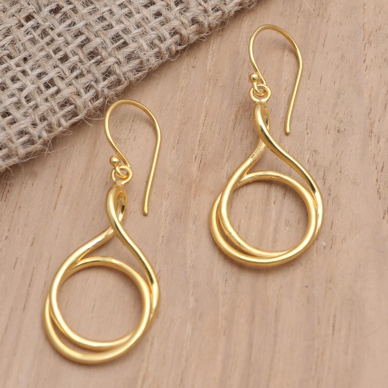 Novica Handmade Life Path Gold-Plated Dangle Earrings