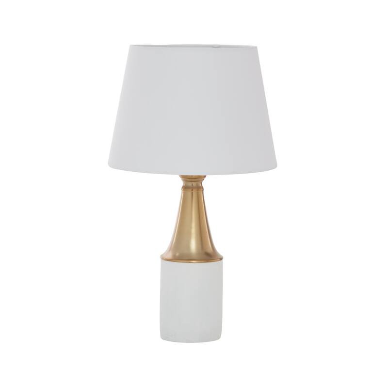 Cement Stone Room Table Lamp with Gold Accent - White - CosmoLiving by Cosmopolitan - White