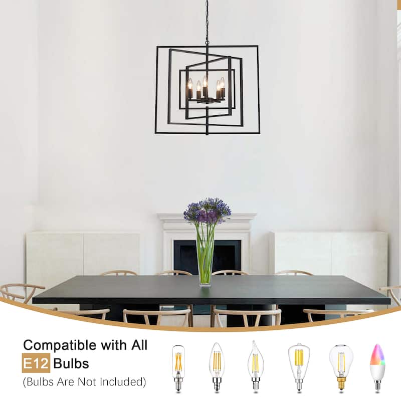 25.59inch 5 Lights Modern Chandelier with 4 Metal Frames 360 Degree Adjustable for Different Rooms