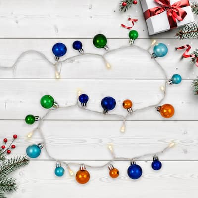 Ornament String Light Christmas Garland - LED Warm White - 3' - 10ct - Multicolor