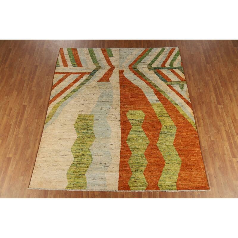 Moroccan Oriental Rug Hand-Knotted Bedroom Wool Carpet - 8'5" x 9'10"
