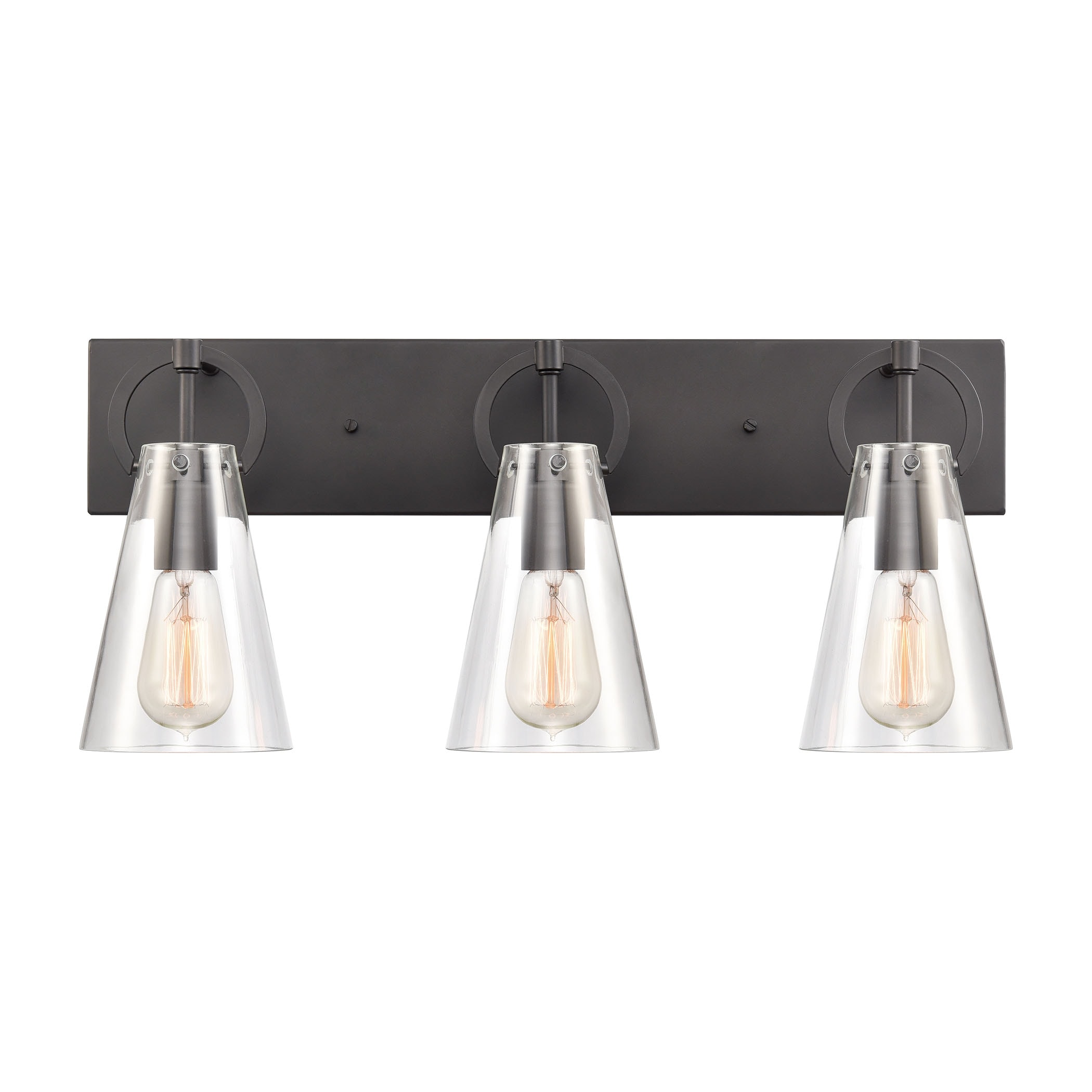 Elk Home Gabby Matte Black With Clear Glass 3 Light Vanity Light