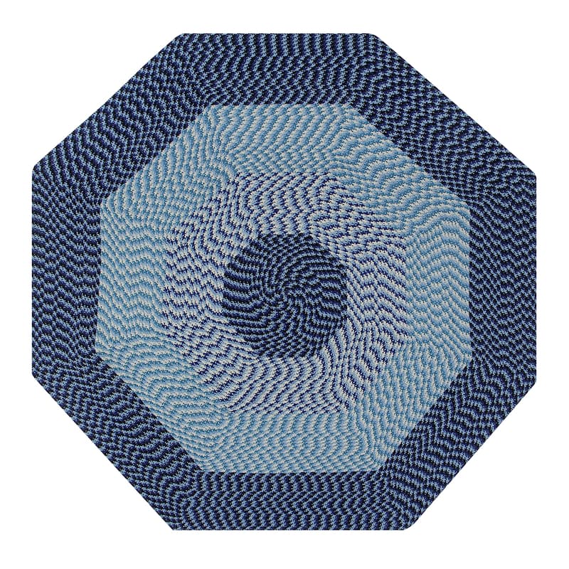 Better Trends Alpine Braid 100% Polypropylene Stain-resistant & Double-Sided Reversible Durable Indoor Area Utility Rug - 72" Octagonal - Navy Stripe
