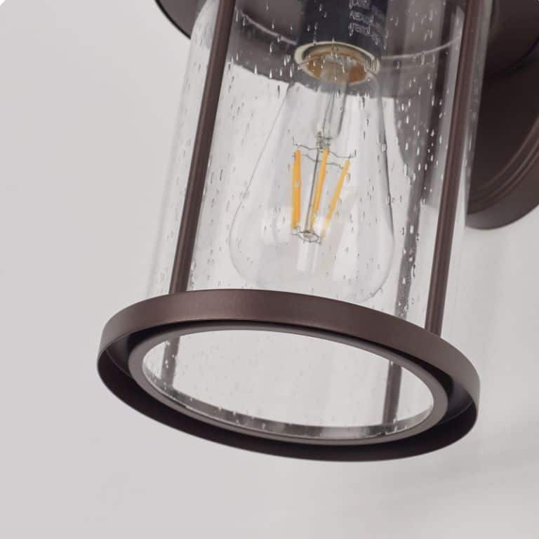 Savitar 13.75"H Round Outdoor Wall Sconce Light with Seeded Glass - Oil Rubbed Bronze
