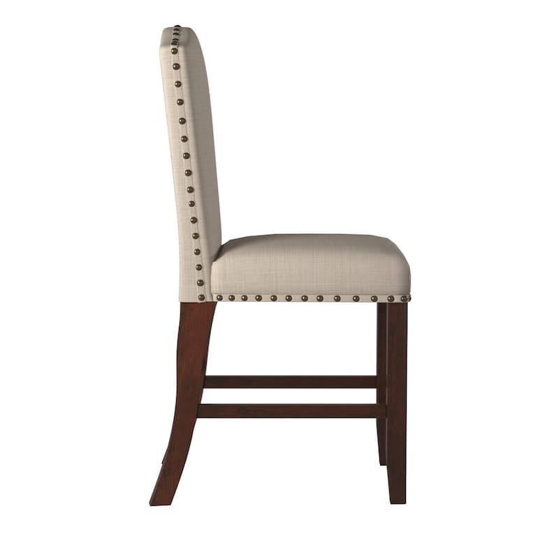 Brown/Cream Fabric Upholstered Wood Frame Dining Chair, Set of 2, Sturdy Dining Chair for Dining Rooms - 21.75