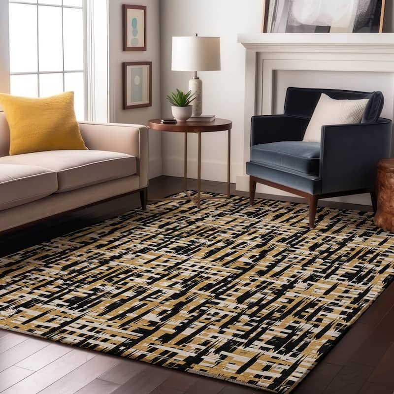 Premium Washable Super Soft Abstract Weave Mayfield Rug - Black - 5' x 7'6"