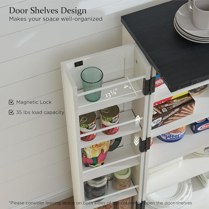 47" Farmhouse Kitchen Pantry, Storage Cabinet with Barn Doors