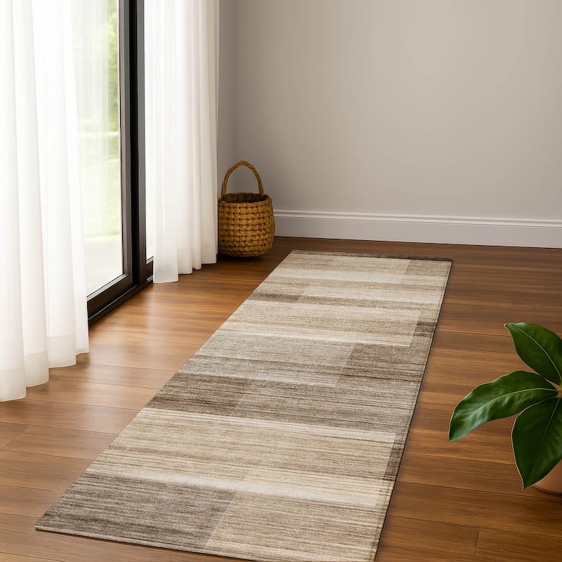 Premium Washable Super Soft Ombre Layers Mayfield Rug - Brown - 2'3" x 7'6"