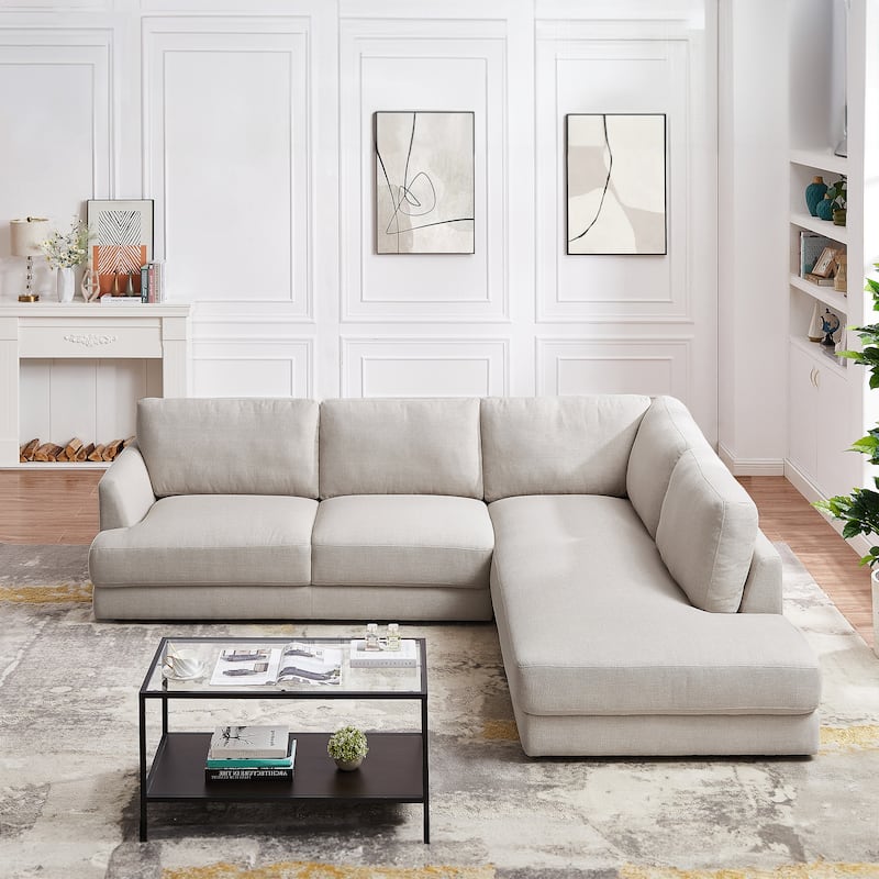Gloria Mid-century Modern Cozy Sectional Linen Sofa