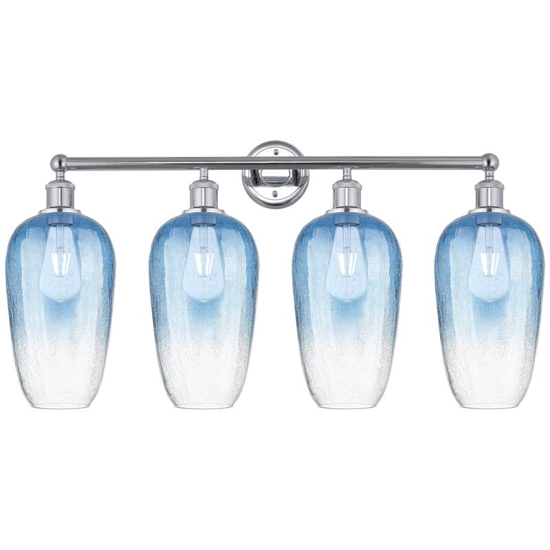 Innovations Lighting 616-4W-18-34 Brookhaven Flute Vanity Brookhaven - Polished Chrome / Sapphire Blue
