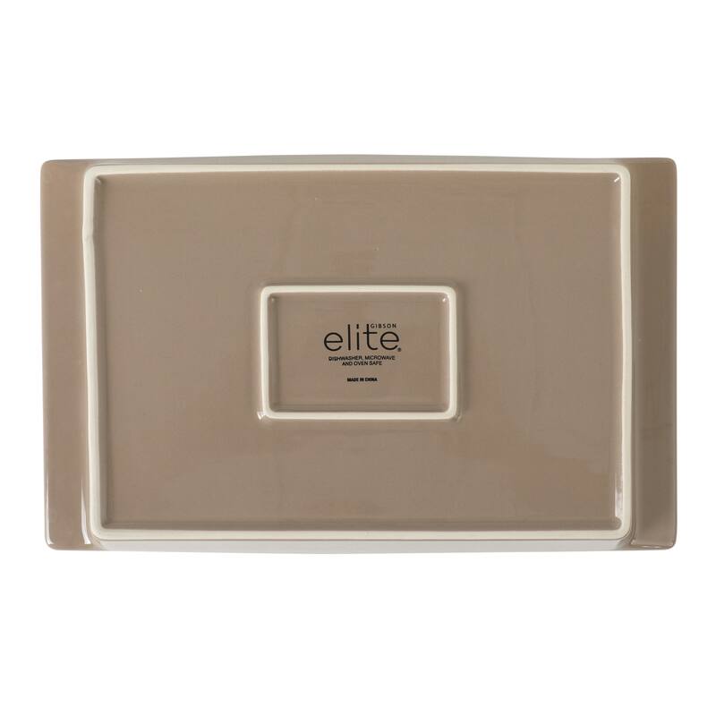 Gibson Elite 2 Quart or 2.75-Quart Stoneware Baking Dish with Acacia Wood Lid - Taupe Rectangular Oven Safe Baker