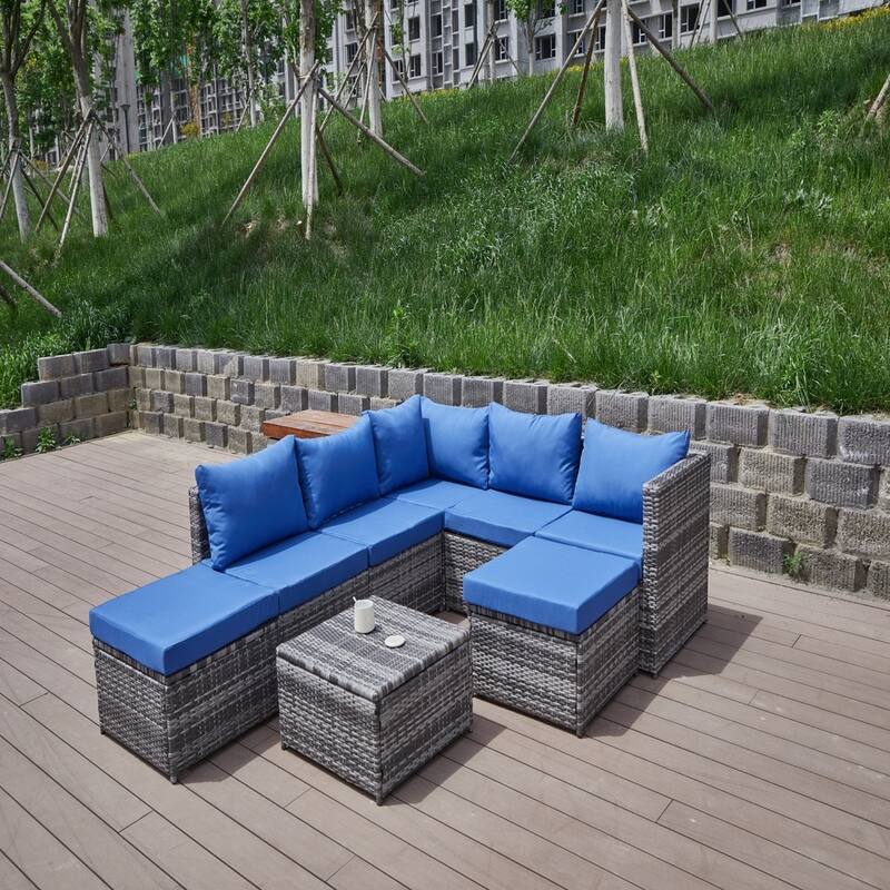 Patio Sofa Set with Cushions, All-Weather Wicker