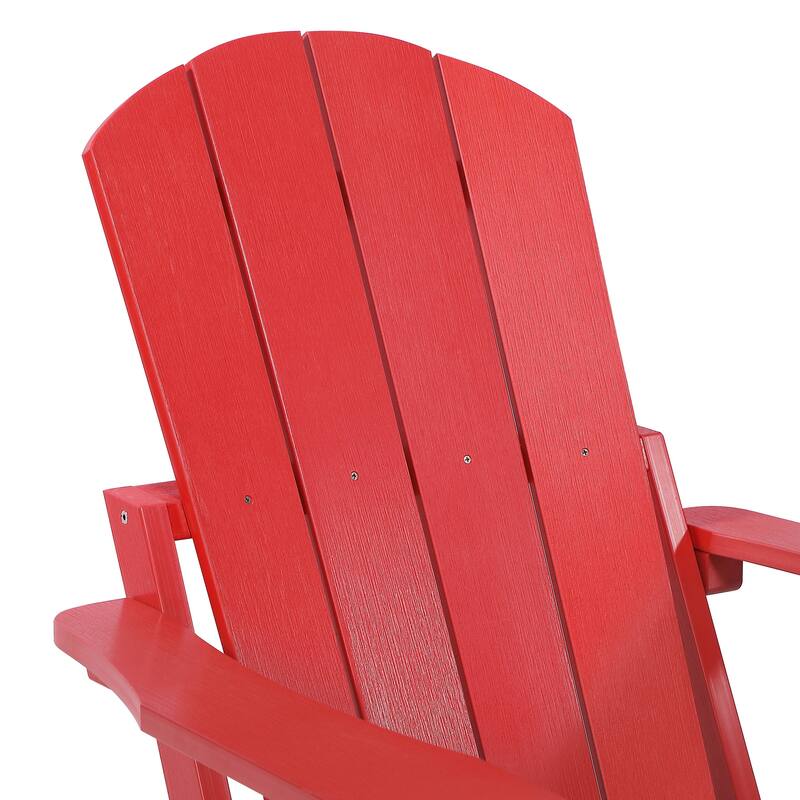 Hurley Folding Poly Plastic Adirondack Chair with Pull-out Ottoman