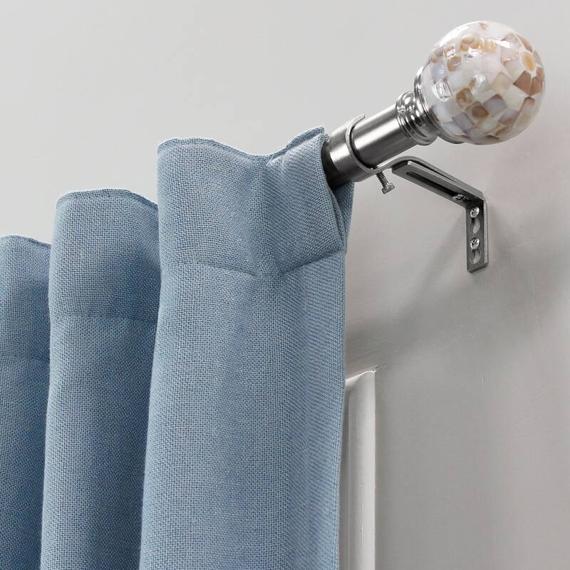 Lumi 1" Single Curtain Rod Set Brushed Nickel- Shell Ball finials