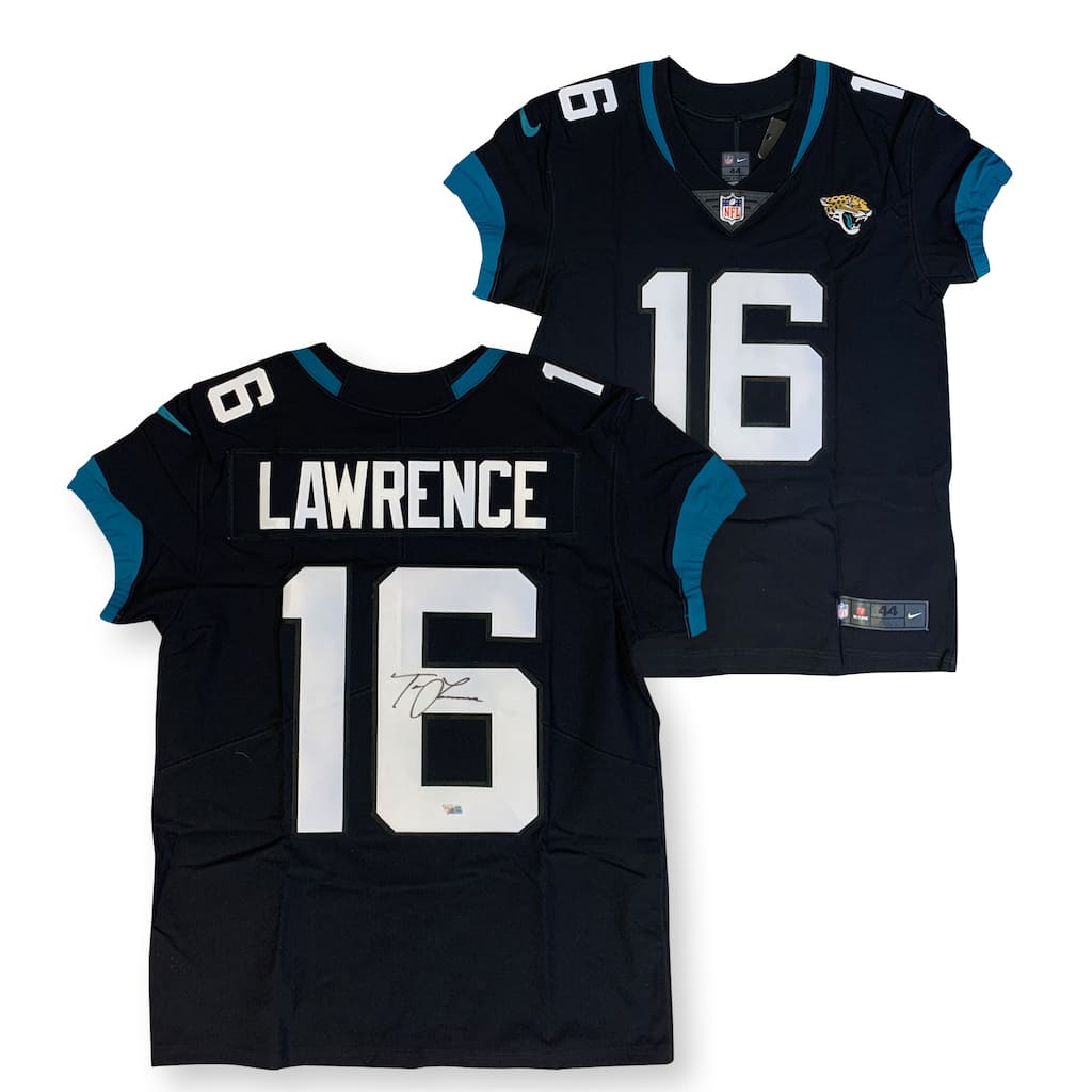 Trevor Lawrence Autographed Jacksonville Jaguars Signed Nike Elite Football Black Jersey Fanatics Authentic COA - 8'6" x 11'6"