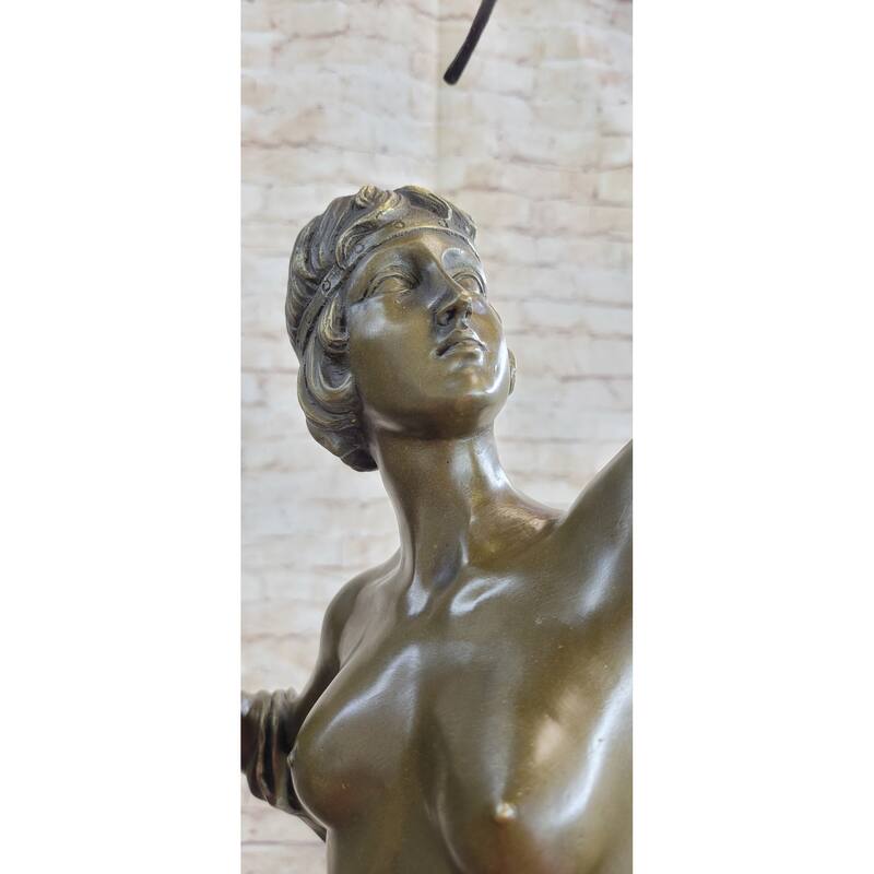 Artemis Diana Huntress With Bow And Hound Dog Bronze Sculpture Statue 35 Inches X 13 Inches