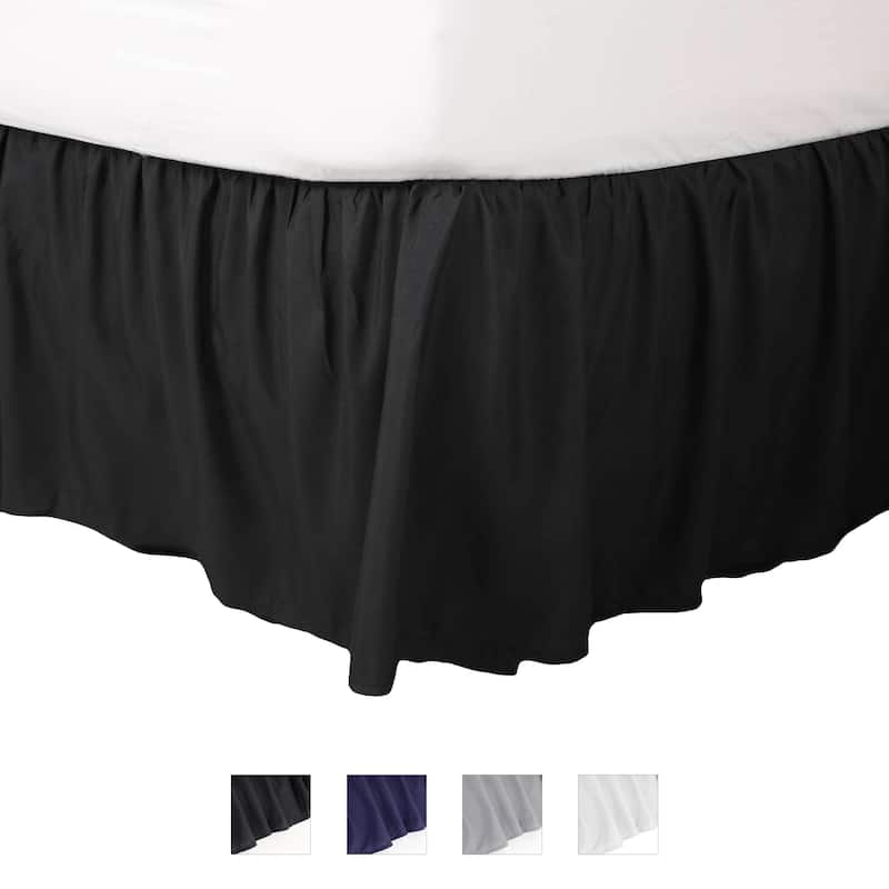 Martex 100% Microfiber Dust Ruffle Hotel Quality 16" Drop Bed Skirt - Full - Black