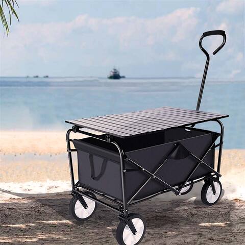 Outdoor Folding Camping Cart with Collapsible Aluminum Alloy Table