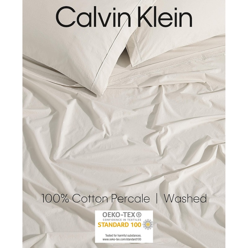 Calvin Klein Washed Cotton Percale Sheet Set