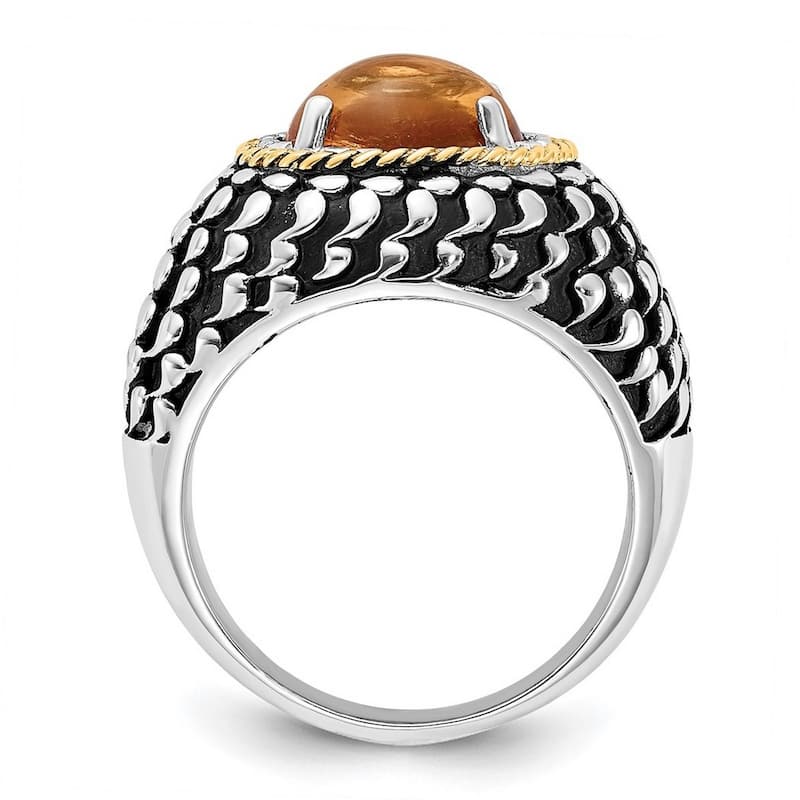 Curata 925 Sterling Silver With 14k Citrine Ring