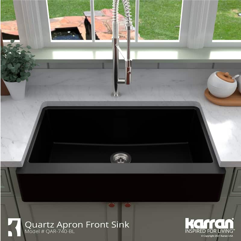 Karran Retrofit Farmhouse Quartz Single Bowl Kitchen Sink Kit