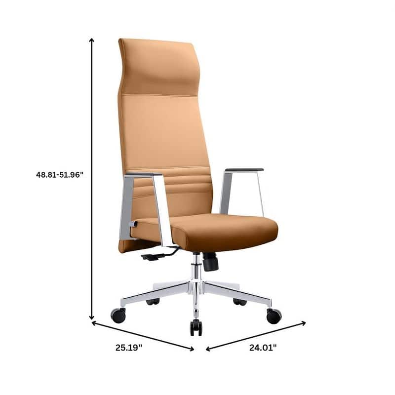 Aleen Ergonomic Leather Office Chair with High Back, 360° Swivel, Adjustable Height, Tilt Mechanism & Iron Frame