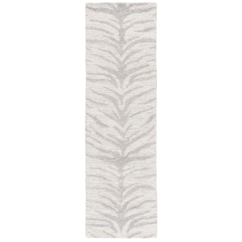 SAFAVIEH Handmade Ebony Dasena Modern Wool Rug - 2'3" x 8' Runner - Grey/Ivory