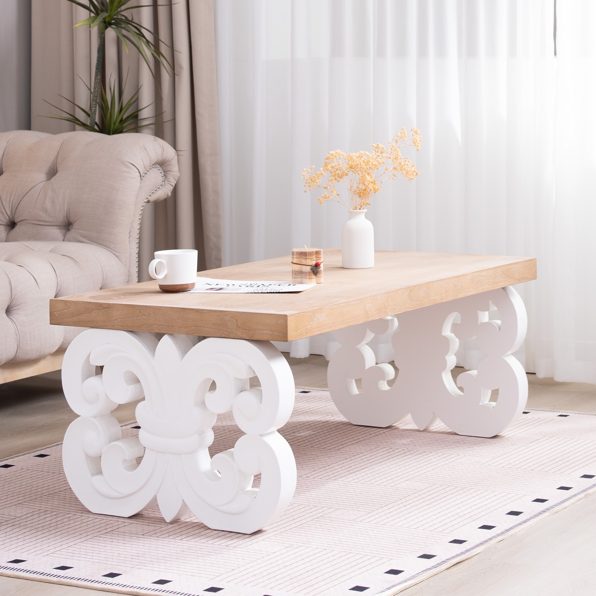 Coffee Table Side Table Center Table for Living Room, Natural Sofa Table Hallway Table Entryway Table