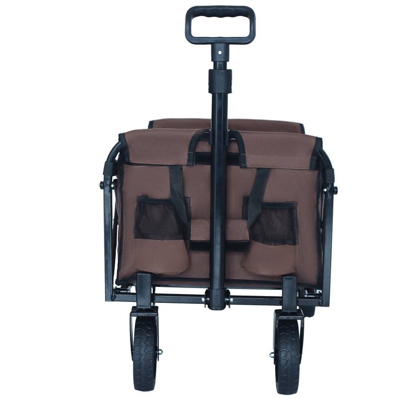 Expandable Dual-Layer Utility Wagon - 225lb Capacity with 100% Extra Space, Brown