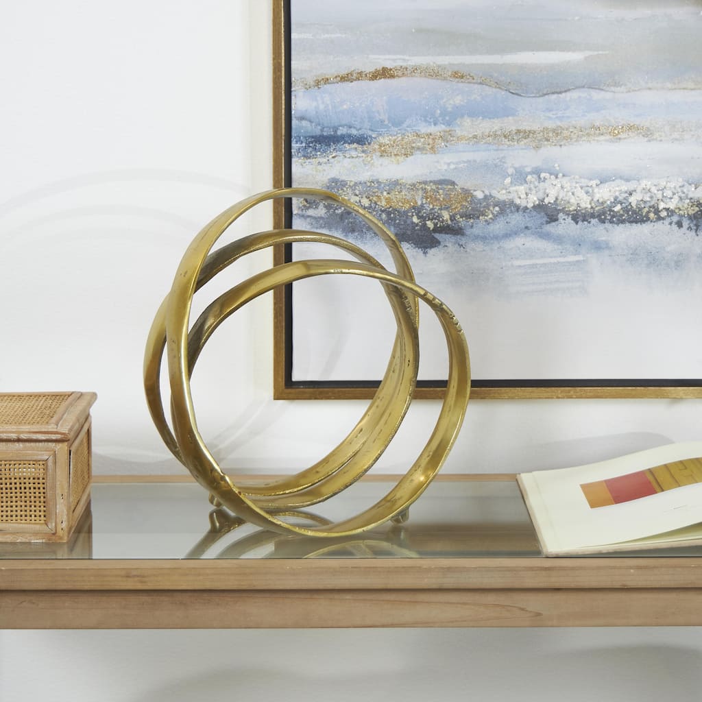 Gold Aluminum Metal Looped Abstract Decorative Sculpture