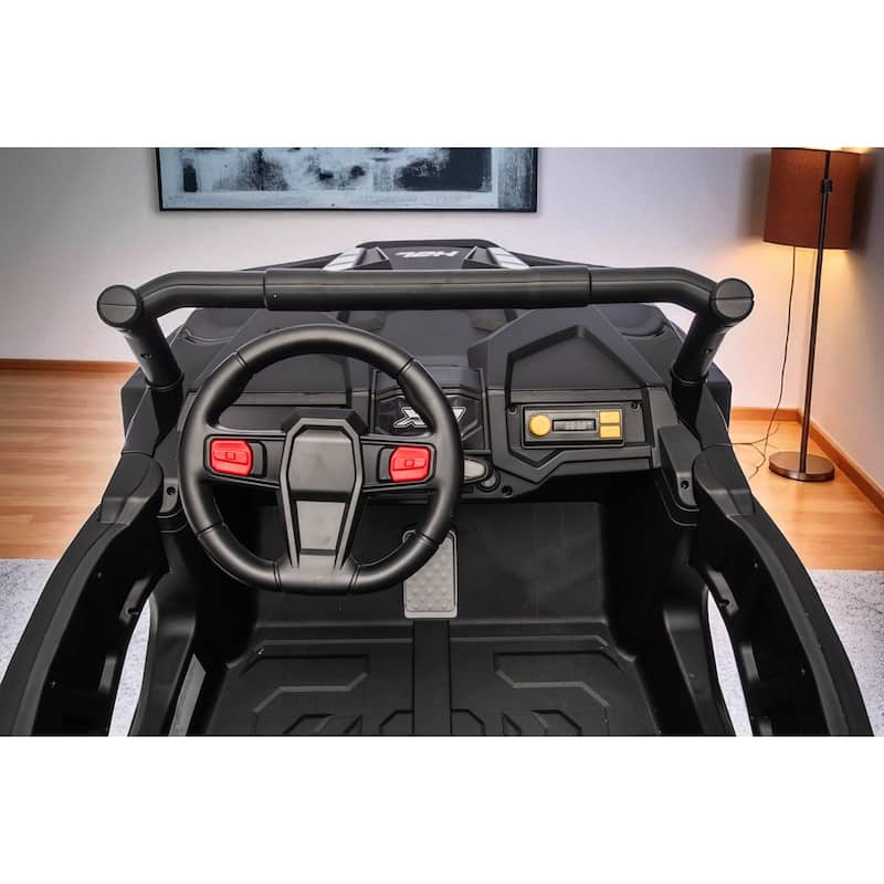 24V 4WD 2-Seater Kids Ride On UTV with Remote Control, Bluetooth Music, Dual Doors, LED Headlights,Suspension & Battery Display