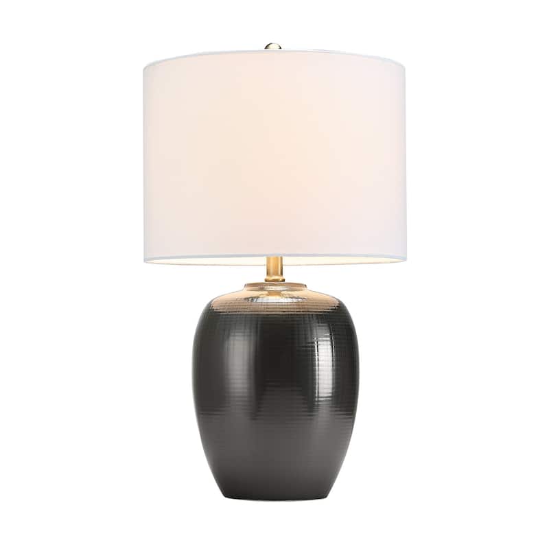 Basset 3-Way Ceramic Table Lamp with Drum Shade - 23 in. H