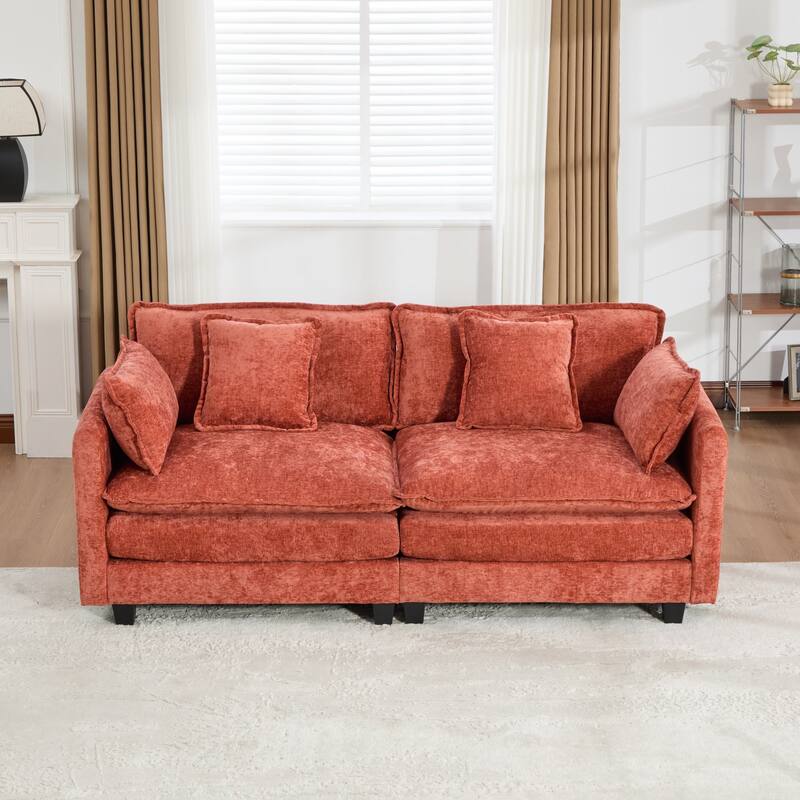 Roomfitters Large Upholstered Sofa Loveseat with Plush Cushions and Pillows, Modern Cloud Couch for Living Room
